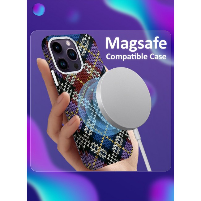 CATANES Ultra-Slim Woven Pattern Case Cover for iPhone 14 Pro Max Lightweight Protective Back Case - Multi Square
