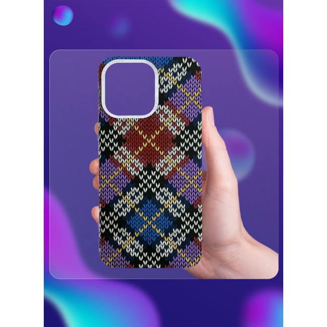 CATANES Ultra-Slim Woven Pattern Case Cover for iPhone 14 Pro Max Lightweight Protective Back Case - Multi Square