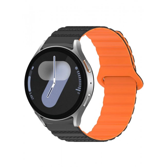 CATANES Sport Magnetic Strap Compatible with Samsung Galaxy Watch 7 6 5 4 40mm 44mm/for Galaxy Watch 6 4 Classic Band 42mm 46mm 43mm 47mm/Watch 5 Pro Band 45mm/Active 2, 20mm Adjustable - Black Orange