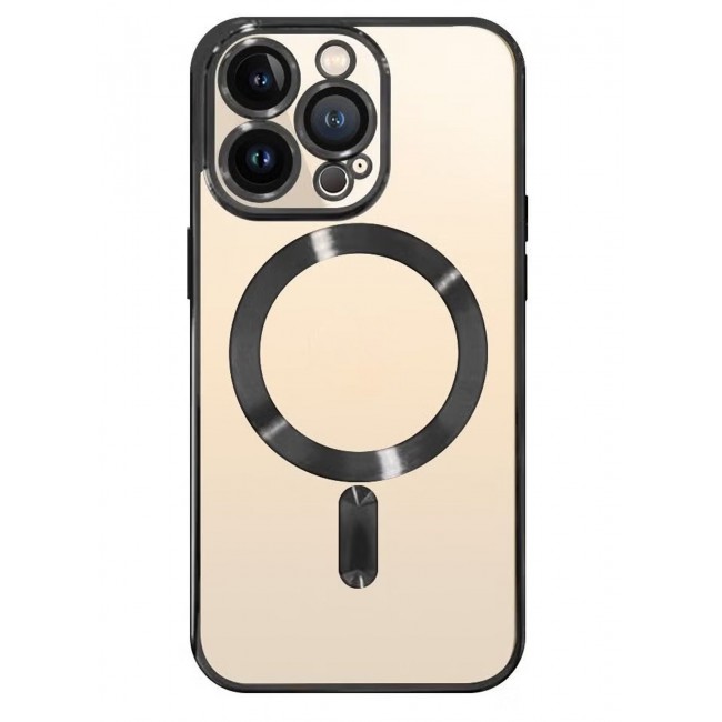 CATANES iPhone 13 Pro Clear Case with MagSafe Wireless Charging Compatible Back Cover with Electroplating Shockproof Frame Black
