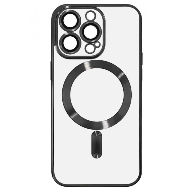 CATANES iPhone 13 Pro Clear Case with MagSafe Wireless Charging Compatible Back Cover with Electroplating Shockproof Frame Black