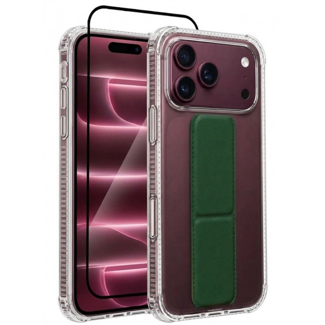 CATANES 2 Pack For iPhone 18 Pro Max Case Clear with Foldable Stand, Shockproof Protective Cover with Reinforced Corners, Transparent Bumper - Dark Green
