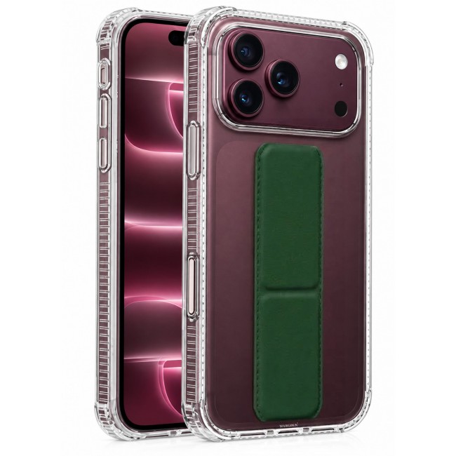 CATANES 2 Pack For iPhone 18 Pro Max Case Clear with Foldable Stand, Shockproof Protective Cover with Reinforced Corners, Transparent Bumper - Dark Green