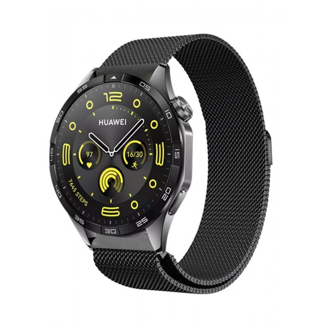 CATANES (for Huawei GT4 22mm) Milanese Strap, Adjustable Stainless Steel Band Men and Women Mesh Loop Magnetic Clasp Replacement Band Black