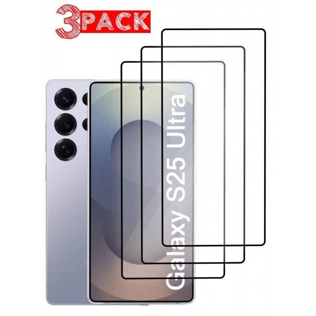 CATANES (for Samsung Galaxy S25 Ultra) 3Packs Premium Screen Protector Full Coverage, Scratch-Resistant Anti Bubble - Side Black