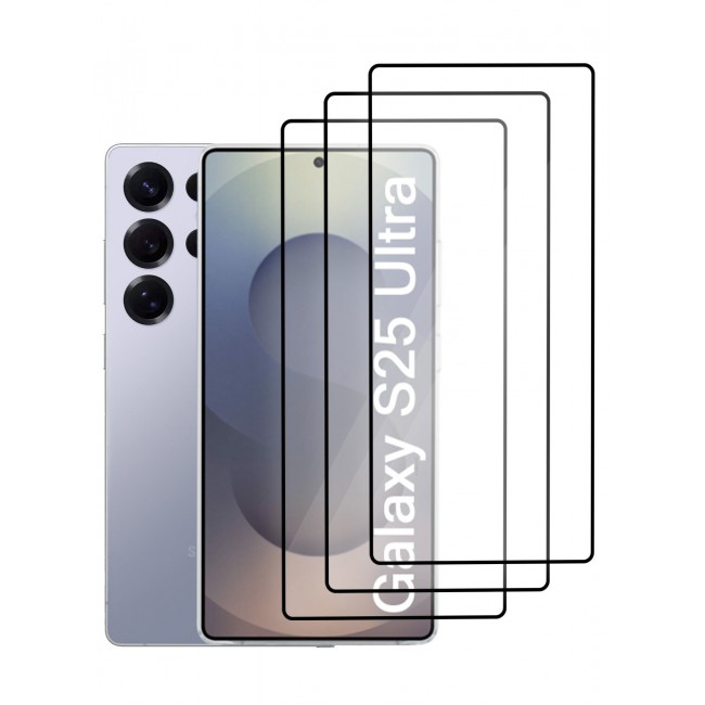 CATANES (for Samsung Galaxy S25 Ultra) 3Packs Premium Screen Protector Full Coverage, Scratch-Resistant Anti Bubble - Side Black
