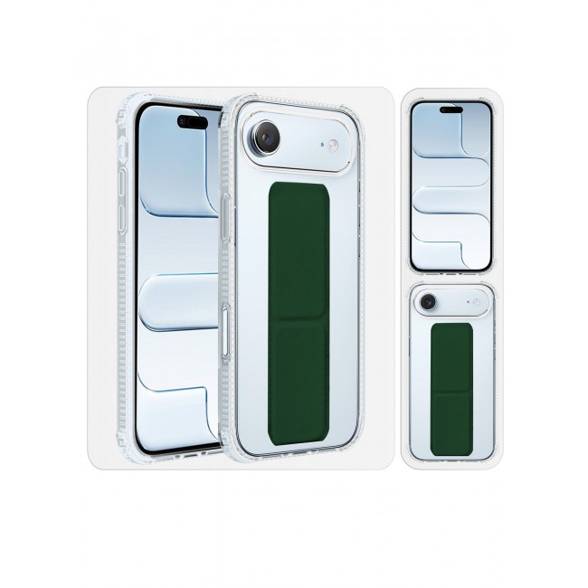 CATANES 2 Packs Finger Grip Clear Case Cover for iPhone 17 Air- Kickstand Car Magnetic Holder Multi-function Protective Two-in-one Case with 3D Screen Protector - Dark Green