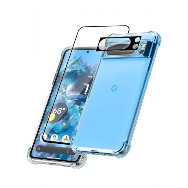 CATANES 3 Packs For Google Pixel 8 Pro TPU Case and Screen Protector and Camera Lens Protector Clear Transparent Shockproof Protective Phone Case Scratch Resistant Reinforced Corners Cover