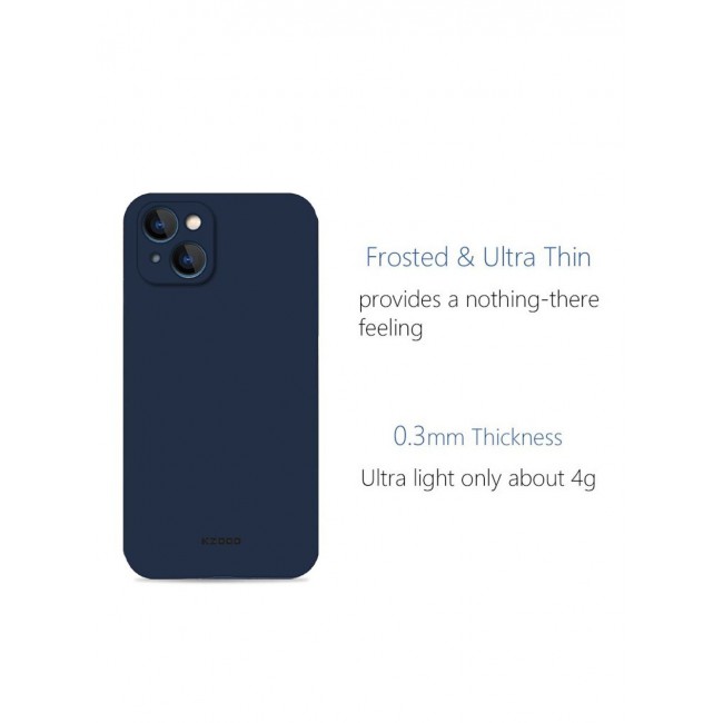 KZDOO iPhone 14 Plus Case Air Skin Series Ultra Slim Frosted Anti Slip Back Cover Full Coverage Camera Lens Protection 6.7 inch Blue