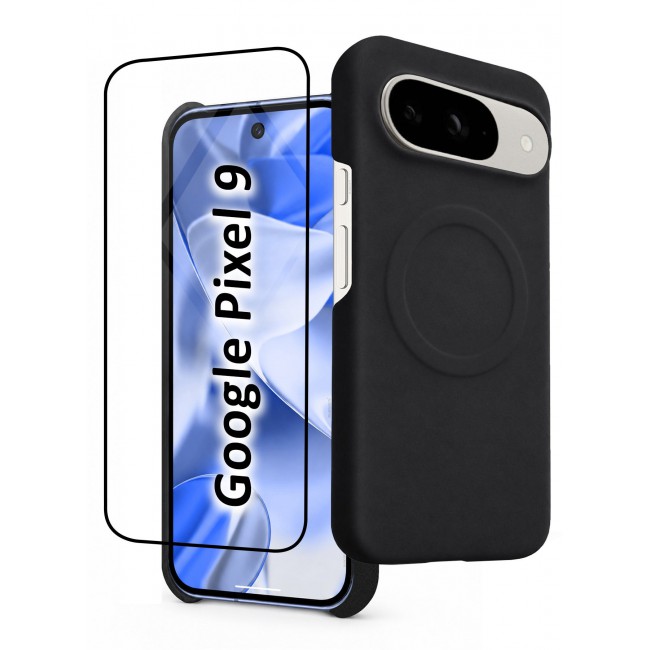 CATANES 2 Pack Premium Alcantara Case for Google Pixel 9 Magnetic Shockproof Slim Cover - Black