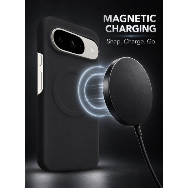 CATANES 2 Pack Premium Alcantara Case for Google Pixel 9 Magnetic Shockproof Slim Cover - Black