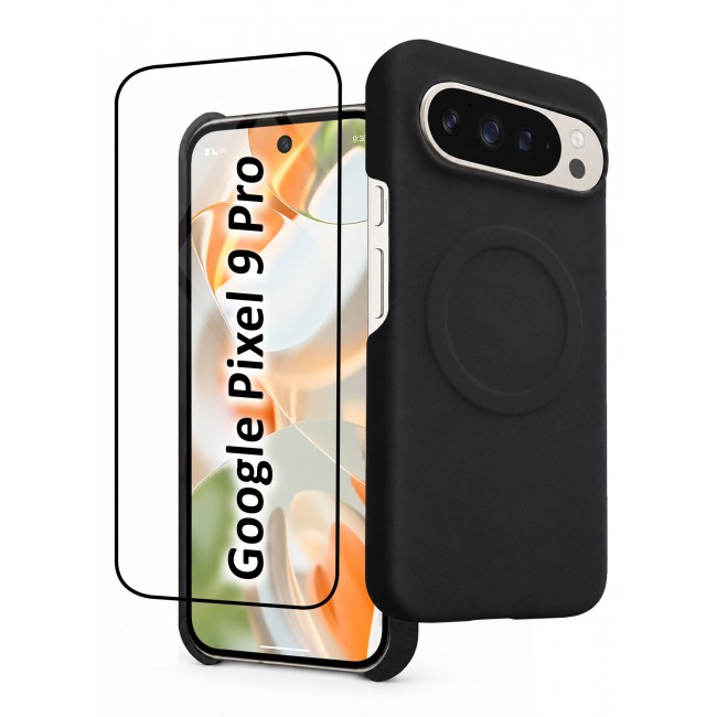 CATANES 2 Pack Premium Alcantara Case for Google Pixel 9 Pro Magnetic Shockproof Slim Cover - Black