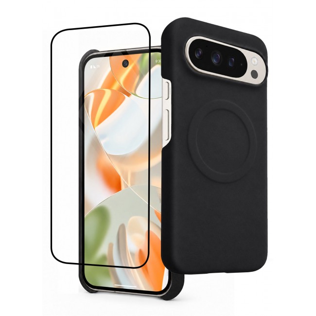 CATANES 2 Pack Premium Alcantara Case for Google Pixel 9 Pro Magnetic Shockproof Slim Cover - Black