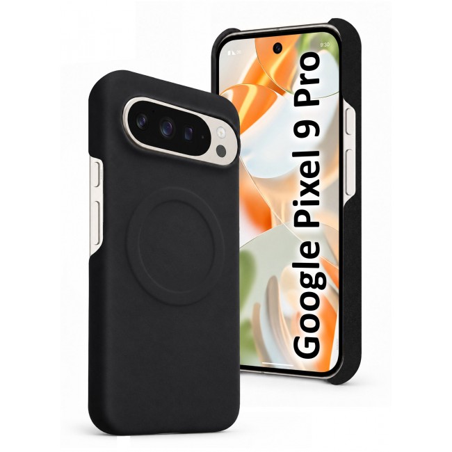 CATANES 2 Pack Premium Alcantara Case for Google Pixel 9 Pro Magnetic Shockproof Slim Cover - Black