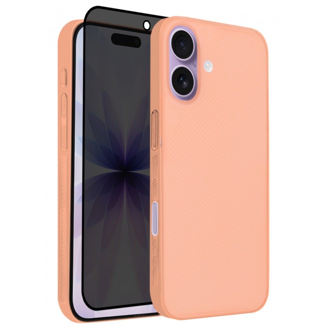 CATANES 2 Packs Case Cover for iPhone 17 - Sturdy Durable Ultra-Thin Case - Air Skin Line Design Transparent Back Cover - Drop Protection Cover with Privacy Screen Protector - Cosmic Orange
