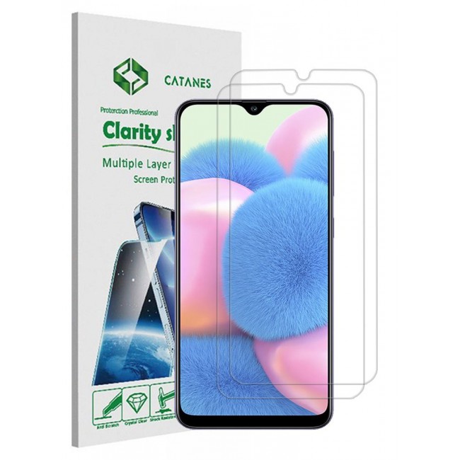 CATANES 2 Pack For Samsung Galaxy A30s Screen Protector Tempered Glass Full Glue Back