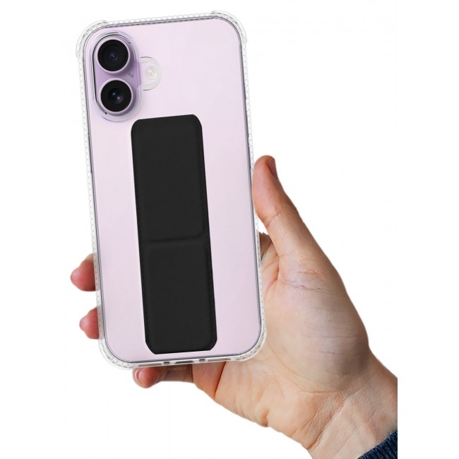 CATANES 2 Packs Finger Grip Clear Case Cover for iPhone 17- Kickstand Car Magnetic Holder Multi-function Protective Two-in-one Case with 3D Screen Protector - Black