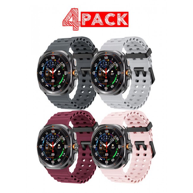 CATANES 4 Pack of Band for Samsung Galaxy Watch 7 Ultra Soft Silicone Adjustable, Sweat-Resistant, and Stylish