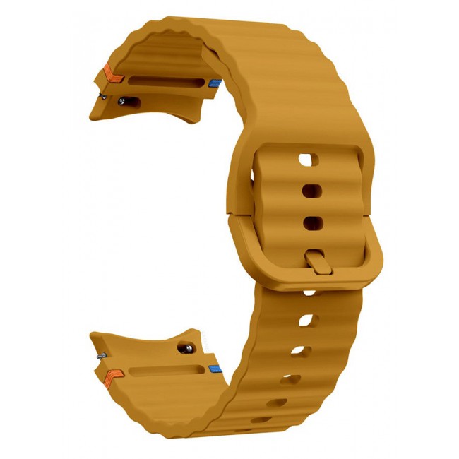 CATANES (for Samsung Galaxy Watch 7 / Samsung Galaxy Watch 6 ) Silicone Sport Band with Decorative Woven Line Durable and Sport Design for Men Women Mustard