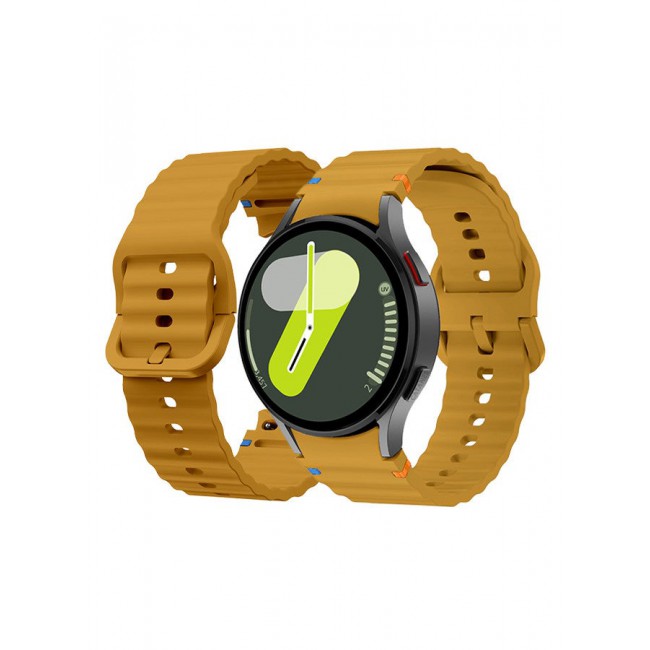 CATANES (for Samsung Galaxy Watch 7 / Samsung Galaxy Watch 6 ) Silicone Sport Band with Decorative Woven Line Durable and Sport Design for Men Women Mustard