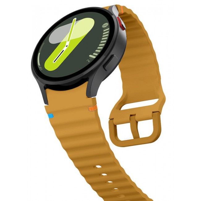 CATANES (for Samsung Galaxy Watch 7 / Samsung Galaxy Watch 6 ) Silicone Sport Band with Decorative Woven Line Durable and Sport Design for Men Women Mustard