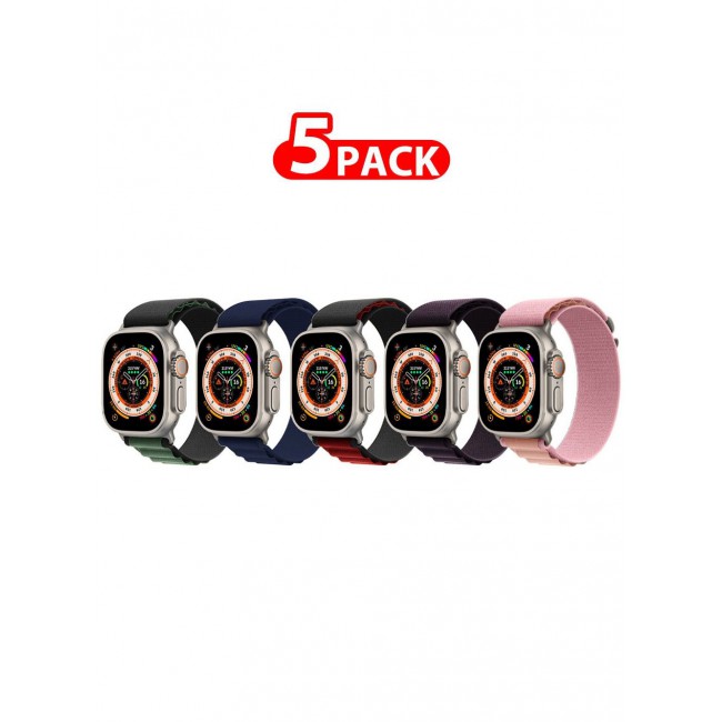 CATANES 5 Pack For Apple Watch Band 49mm 45mm 44mm 42mm Alpine Loop Band Women Men Adjustable with Metal G-Hook Strap for iWatch Ultra Series SE 8/7/6/5/4/3/2/1 Multicolour