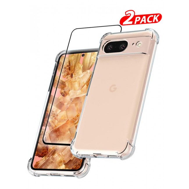 CATANES 2 Packs For Google Pixel 8 TPU Case and Screen Protector Clear Transparent Shockproof Protective Phone Case Scratch Resistant Reinforced Corners Cover