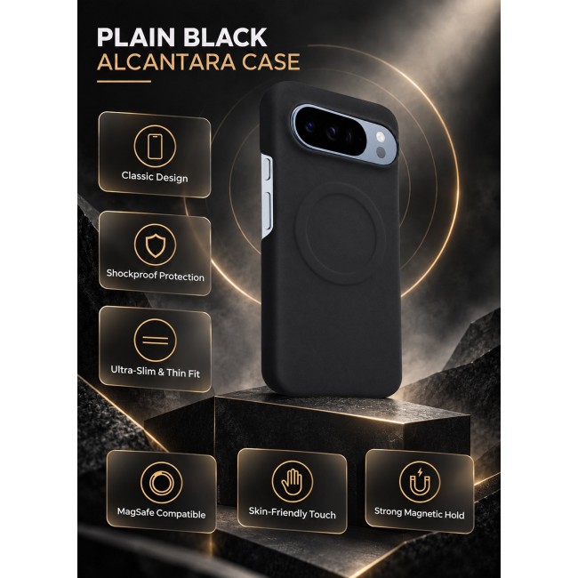 CATANES Premium Alcantara Case for Google Pixel 10 Pro Magnetic Shockproof Slim Cover - Black