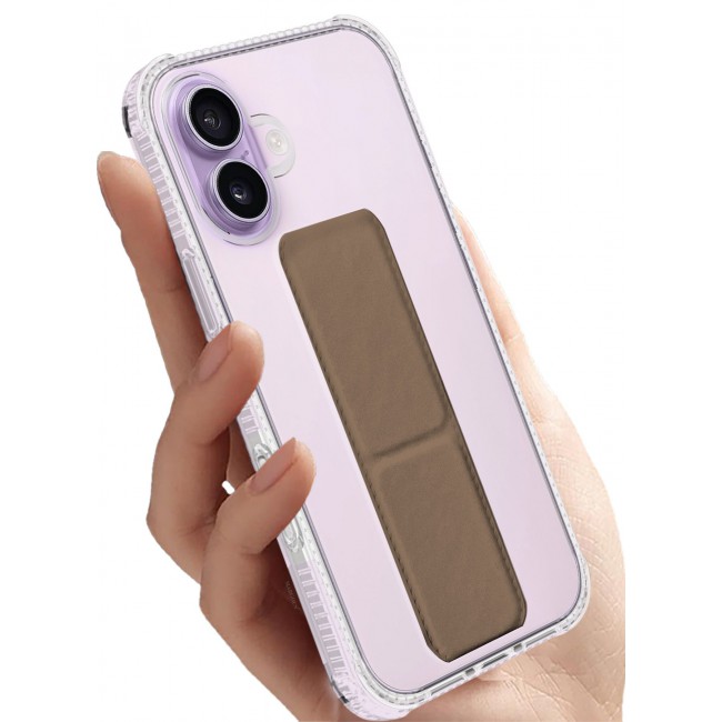 CATANES 2 Packs Finger Grip Clear Case Cover for iPhone 17- Kickstand Car Magnetic Holder Multi-function Protective Two-in-one Case with Privacy Screen Protector - Brown