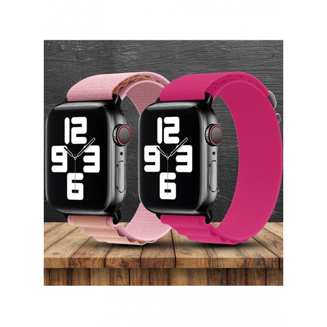 CATANES 2 Pack Of Apple Watch Alpine Loop Band 38mm 40mm 41mm Women Men Adjustable with Metal G-Hook Strap for iWatch Series 7/SE/6/5/4/3/2/1 Pink/Hot Pink
