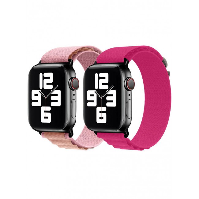 CATANES 2 Pack Of Apple Watch Alpine Loop Band 38mm 40mm 41mm Women Men Adjustable with Metal G-Hook Strap for iWatch Series 7/SE/6/5/4/3/2/1 Pink/Hot Pink
