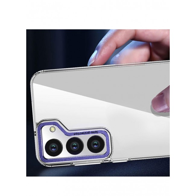 CATANES 2 Pack For Samsung Galaxy S23 Clear Case With Screen Protector Purple Edge