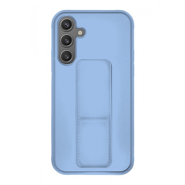 CATANES Samsung Galaxy S24 Case Magnetic Stand and Holder Premium Silicone Vertical and Horizontal Hand Strap Grip Multi Stand Car Mount Kickstand Case Finger Strap Cover Light Blue