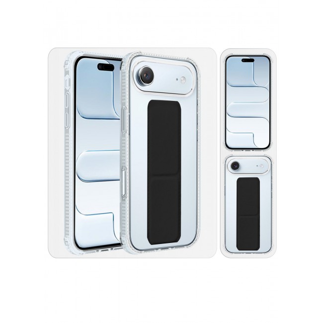 CATANES 2 Packs Finger Grip Clear Case Cover for iPhone 17 Air- Kickstand Car Magnetic Holder Multi-function Protective Two-in-one Case with 3D Screen Protector - Black