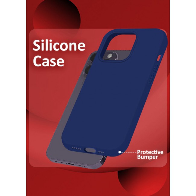 CATANES iPhone 14 Pro Max Case Silicone Case Full Body Protective Cover Shockproof Slim Phone Case Anti-Scratch Soft Microfiber Lining Blue