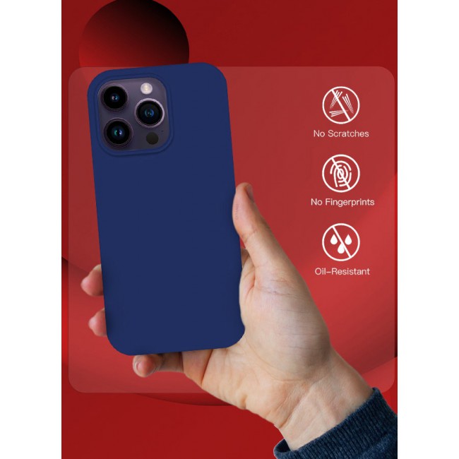 CATANES iPhone 14 Pro Max Case Silicone Case Full Body Protective Cover Shockproof Slim Phone Case Anti-Scratch Soft Microfiber Lining Blue