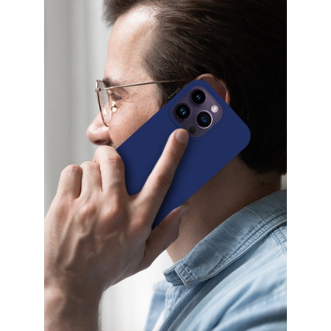 CATANES iPhone 14 Pro Max Case Silicone Case Full Body Protective Cover Shockproof Slim Phone Case Anti-Scratch Soft Microfiber Lining Blue