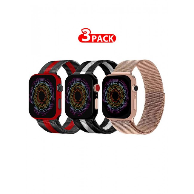CATANES 3 Pack Stainless Steel Milanese Loop Compatible with Apple Watch Band 38mm 40mm 41mm men and women Mesh Loop Magnetic Clasp Replacement for iWatch Bands Series 7 SE 6 5 4 3 2 1