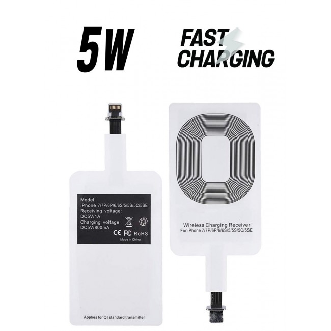 CATANES iPhone 5c Wireless Charging Receiver 5V 800mAh Wireless Charger Adapter Plug and Play Fast Charging Qi Receiver