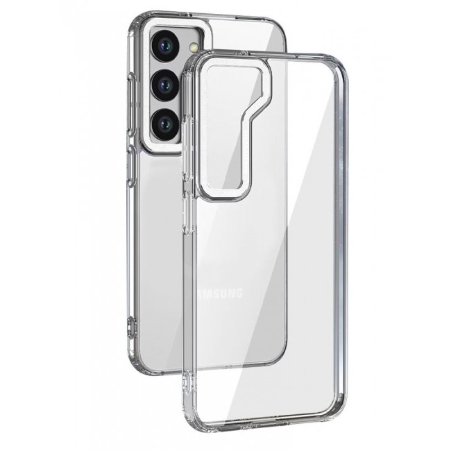CATANES Samsung Galaxy S23 Clear Case Shockproof Slim Anti-Yellow Hybid Hard PC+ TPU Cover Metal Camera Lens Frame