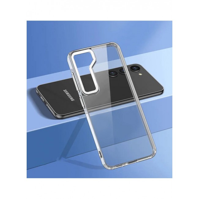 CATANES Samsung Galaxy S23 Clear Case Shockproof Slim Anti-Yellow Hybid Hard PC+ TPU Cover Metal Camera Lens Frame