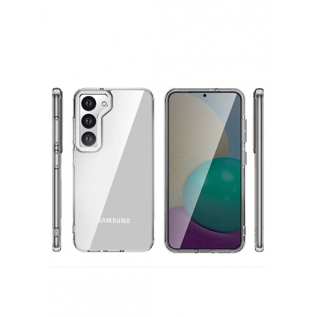 CATANES Samsung Galaxy S23 Clear Case Shockproof Slim Anti-Yellow Hybid Hard PC+ TPU Cover Metal Camera Lens Frame