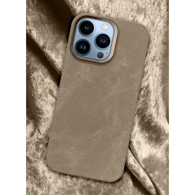 CATANES 3Packs iPhone 13 Pro Max Alcantara Case Cover Premium Quality Luxurious Soft Touch Protection with Metal Camera Frame with Two 3D Screen Protectors - Desert Titanium