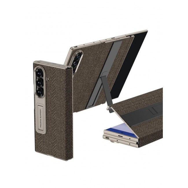 CATANES Kickstand Flip Case Alcatntra for Samsung Galaxy Z TriFold – Fabric Texture, Shockproof and Camera Protection, Midnight Blue