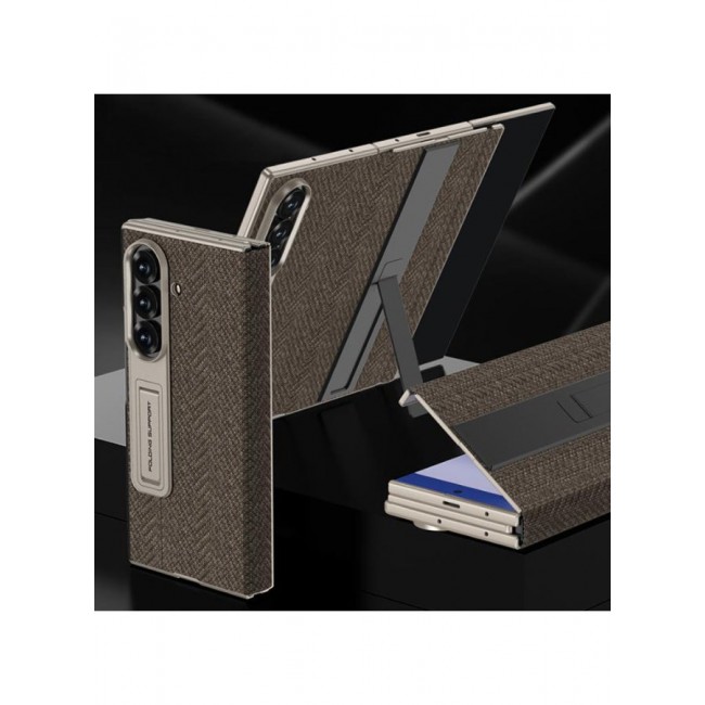 CATANES Kickstand Flip Case Alcatntra for Samsung Galaxy Z TriFold – Fabric Texture, Shockproof and Camera Protection, Midnight Blue