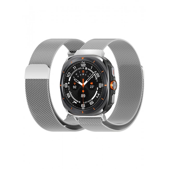 CATANES (for Samsung Galaxy Watch 7 Ultra) Milanese Loop, Metal Mesh Adjustable Strap, Magnetic Clasp Mesh Bands Stainless Steel Metal Connector Silver
