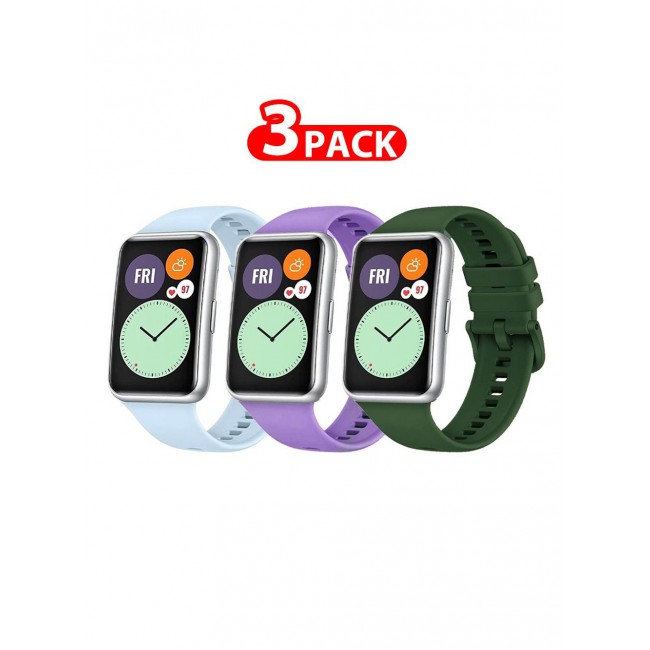 CATANES 3 Pack For Huawei Watch Fit 2 Silicone Bracelet Replacement Strap Multicolour 14(Only Compatible with Huawei Watch Fit 2)