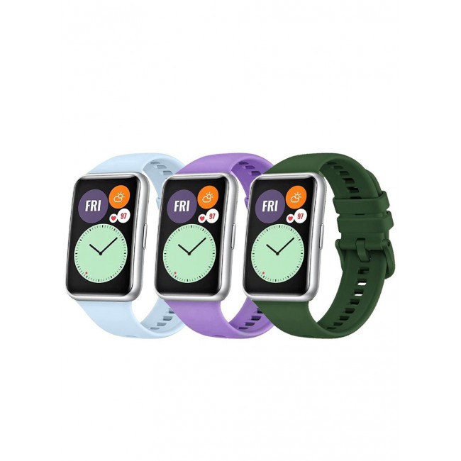 CATANES 3 Pack For Huawei Watch Fit 2 Silicone Bracelet Replacement Strap Multicolour 14(Only Compatible with Huawei Watch Fit 2)
