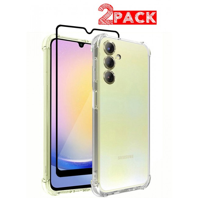 CATANES 2 Pack for Samsung Galaxy A25 5G Gorilla Case and Screen Protector Shock-Absorption Flexible Clear TPU Rubber Protective Cell Phone Cover Slim Fit Transparent Protective Case Cover