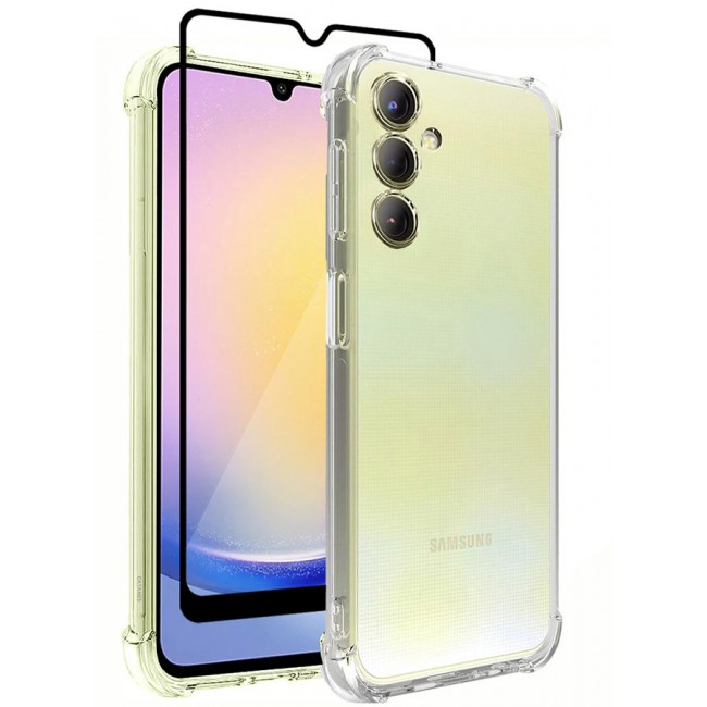 CATANES 2 Pack for Samsung Galaxy A25 5G Gorilla Case and Screen Protector Shock-Absorption Flexible Clear TPU Rubber Protective Cell Phone Cover Slim Fit Transparent Protective Case Cover